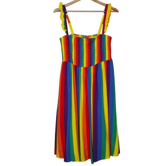 torrid Dresses & Skirts - NWT Torrid Women's Rainbow Challis Smocked Tiered Mini Dress Sz 0